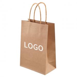 China Custom Printed Logo White Brown Gift Shopping Kraft Paper Bag With Twisted Handle on sale