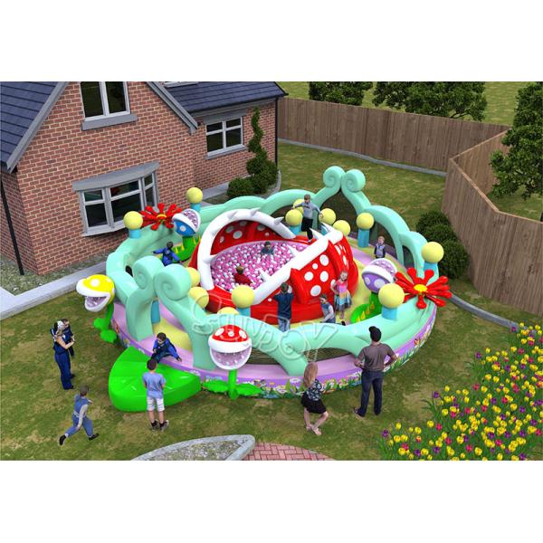 0.55mm Cannibal Flower Theme Inflatable Play Park For Amusement