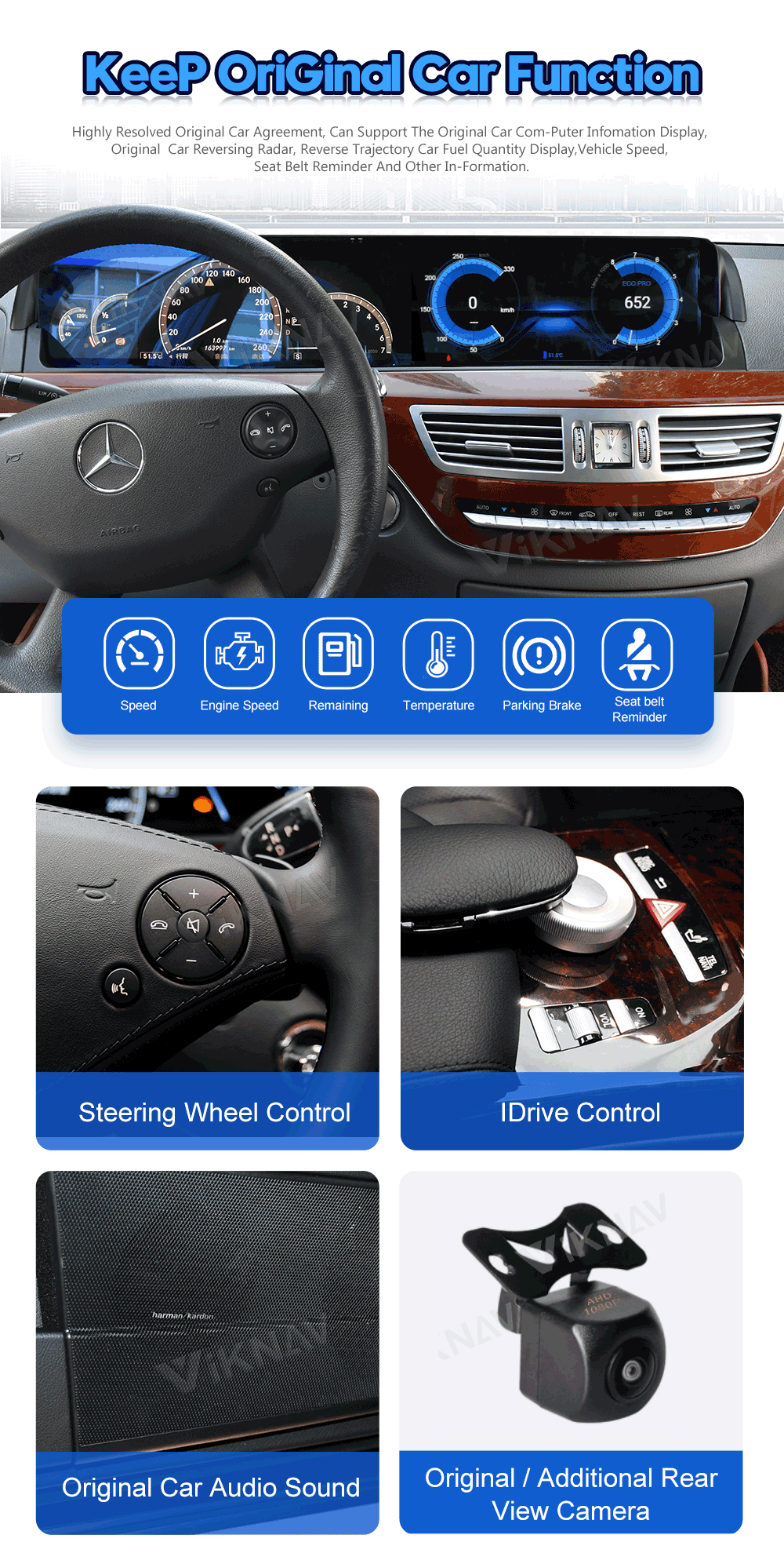 Multimedia Player Wireless Carplay Android Car Head Unit For Mercedes Benz S Class