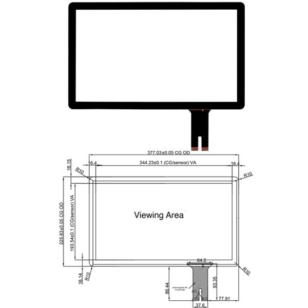 15.6" Touch Panel 16:9 With ILI2302 Controller For NV156FHM-N42 (BOE06B5) By Air Gap Bonding or Optical Bonding