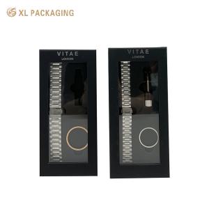 China Black Paper Watch Storage Box Packaging Box with Low MOQ and Customization on sale