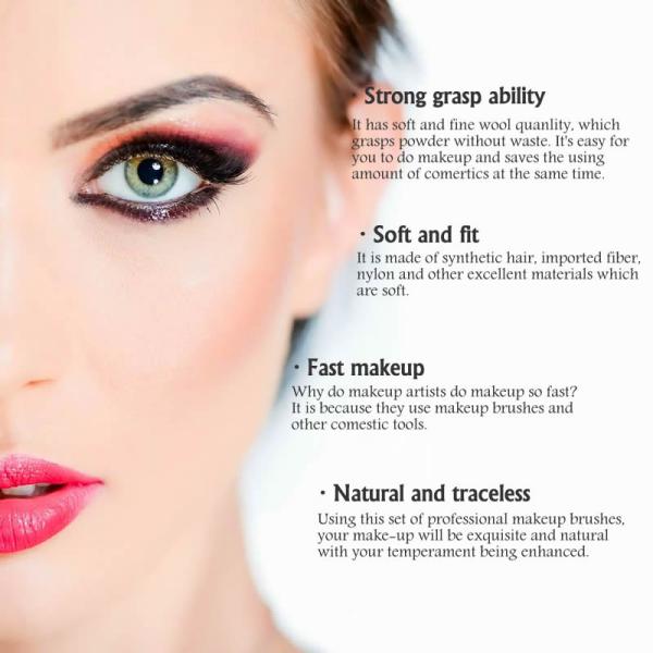 White Wooden Handle Synthetic Makeup Brush Set 9pcs With Case