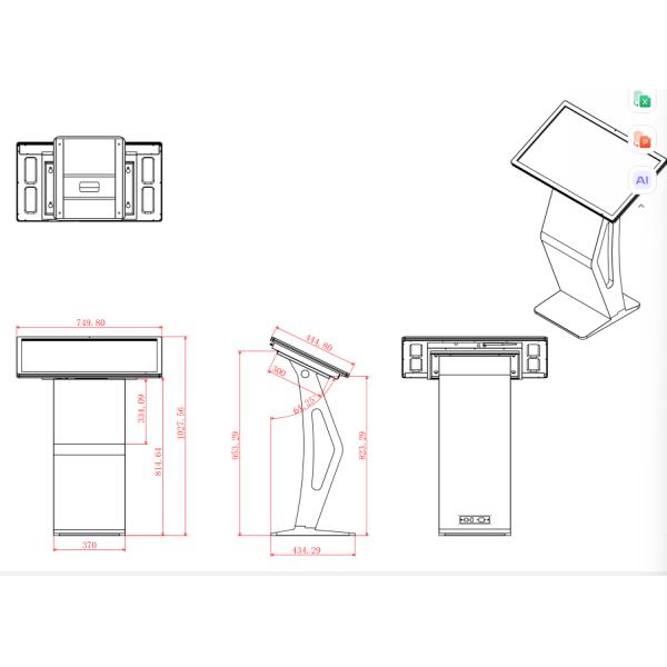 32 Inch 2K Capacitive Touch Screen Display Digital Signage Kiosk Floor Stand K Shape Android System White Color For Advertising