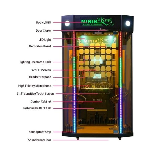 Coin Pusher Mini KTV Booth Karaoke Machine With Screen For Mall / Street / Park