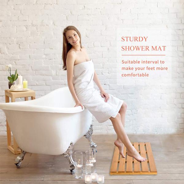 Stable Design Non-Slip Bamboo Bathroom Mat with Customized Logo and CE / EU Certificate