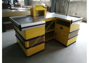 China Cosmetic Shop Counter / Supermarket Retail Checkout Counter With Stop Bar on sale