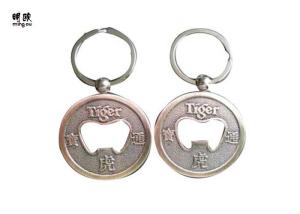 Embossed Challenge Coin Keychain Red Bronze Plating bottle cap opener For Beer