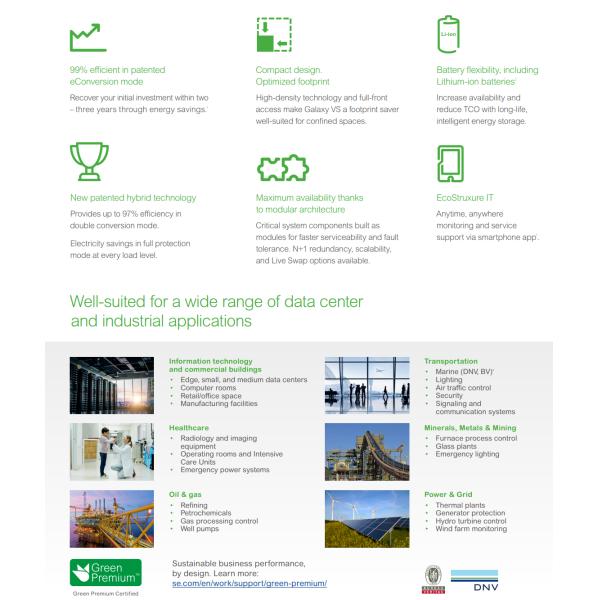 3 Phase APC Galaxy VS UPS 10kW 400V 1 Internal 7Ah Smart Modular Battery String Expandable
