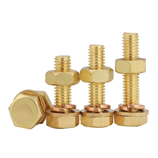 DIN933 Copper Hex Bolt high strength Yellow Metal Brass Hexagon Bolts And Nuts Set