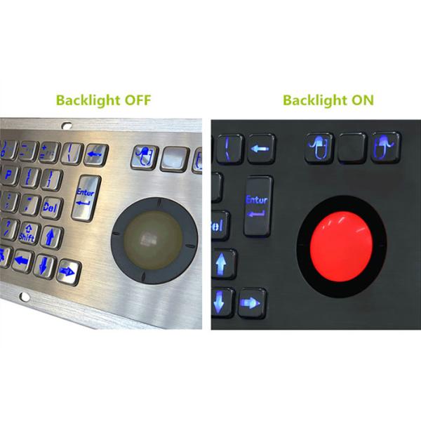 LED Backlit 5VDC PS2 Industrial Metal Keyboard Stainless Steel 68keys