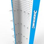 Casters Pegboard Rotating Display Stand Metal Pegboard Display Stand With Hooks