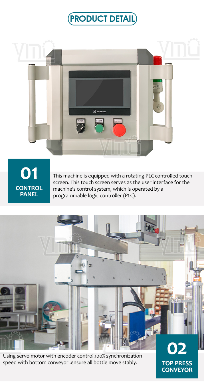 YM620 Automatic Square Bottles Label Applicator Jerry Can F-Styel Jugs Two Heads Labeling Machine