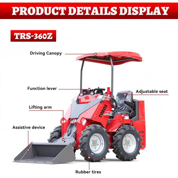 TRS-360Z Mini Skid Steer Loader EPA Approved Small Loader Diesel Powered Multiple color options