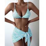 China UPF 50++ Ladies Swimsuit  Skirt 3 Piece Swim Set Slim Green  M L XL  Polyamide for sale