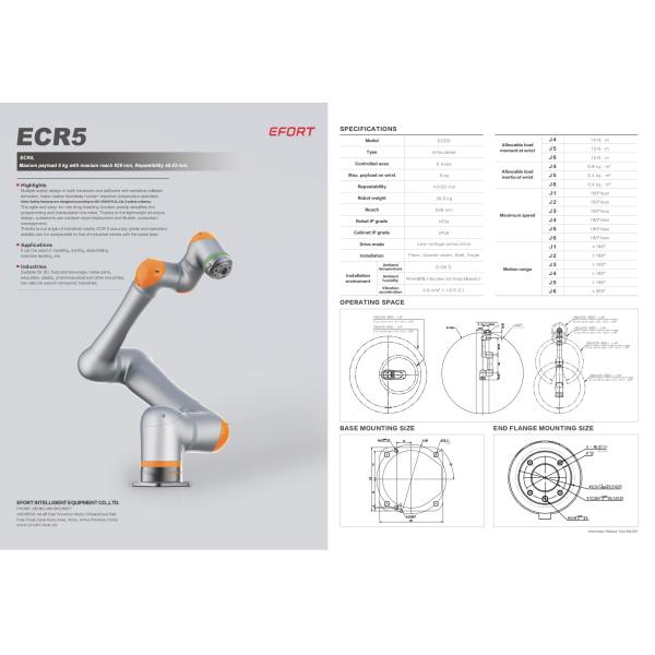 Collaborative robots with drag or self teaching function suitable for 3C electronics ECR5