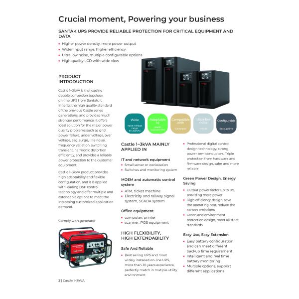 Santak Castle Tower C 1KVA 1KW 2KVA 3KVA 6KVA 10KVA 220V Lead-acid Battery BACKUP POWER UPS