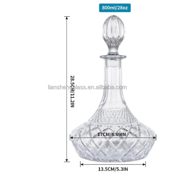 Whiskey Brandy Vodka Tequila Glass Bottle Decanter with Label and Leak Stopper Perfect