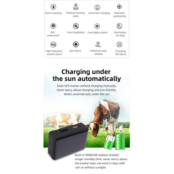 4G solar GPS tracker with 9000ma battery