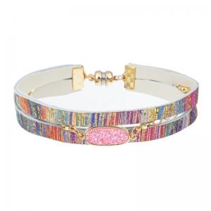 Wholesale Bohemia Rainbow Handmade Leather Bracelet , 15g Leather Wrap Wristband from china suppliers