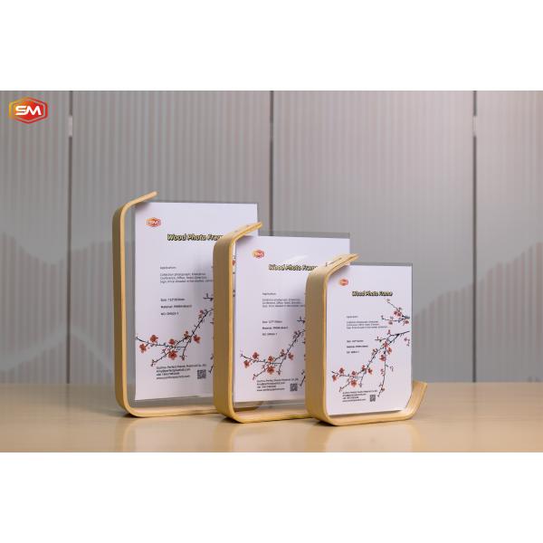 Decorative Table Display Acrylic Photo Picture Frame with Wood Base 6 Inch 7 Inch 8 Inch