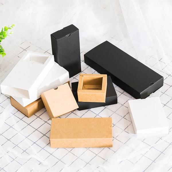 Custom Logo Recyclable Black Kraft Gift Packaging Cardboard Box for Wedding Favor