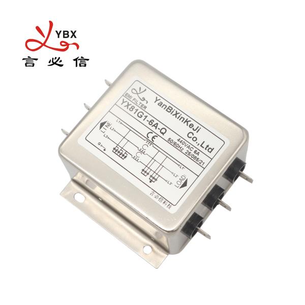 YX81G1-6A-W Three Phase EMI Filter Three Wire EMI Power Line Filter