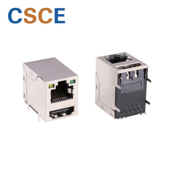 Quality Tab Up Latch RJ45 To HDMI Connector Nickel Plating Shielding Shell Current Rating 1.5A for sale