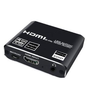 China 1x2 Video Audio HDCP 2.2 HDR RGB 3.5mm Jack Audio HDMI In Splitter on sale