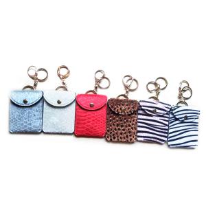 Wholesale OEM 65g Womens Card Holder Keychain , 7cm Custom Leather Keychains from china suppliers