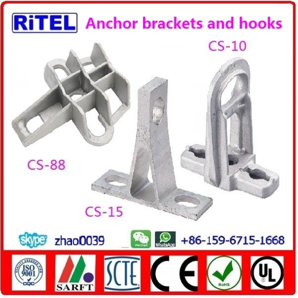 ftth/fttx/fttb fitting, anchor tension clamps, brackets and hooks for fiber optical cable installation