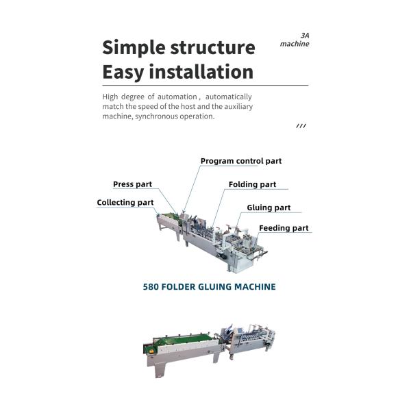 Folding Cardboard Box Machine 6*1*1.35M Paper Box Making Mahine with Glu Machine