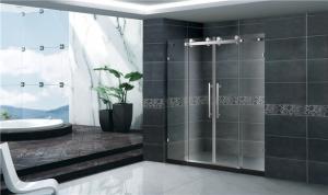 China Economic Double Sliding Glass Shower Doors Frameless With Stainless Steel Accessories on sale