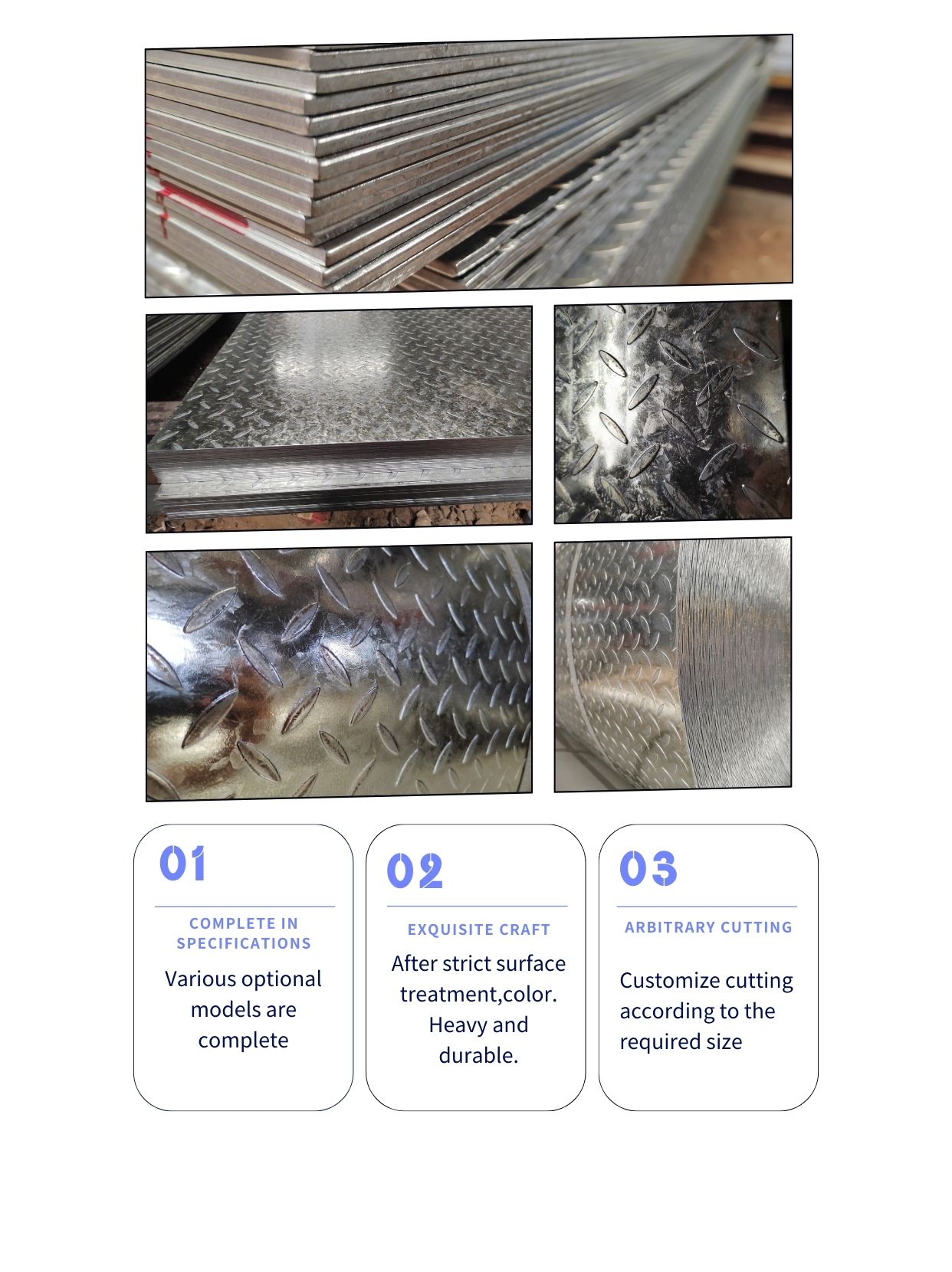 Customizable 40g/m2 Zinc Layer Galvanized Pattern Steel Plate with Customizable Size