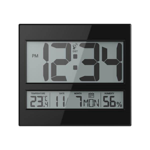 Quality Radio Controlled Clock Indoor Temperature Humidity Modern Design Style Digital Wall Clock for sale
