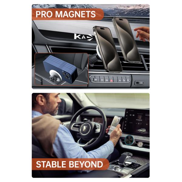 Stable Wireless Magsafe Car Charger Mount With Metal Material And One Handed Operation