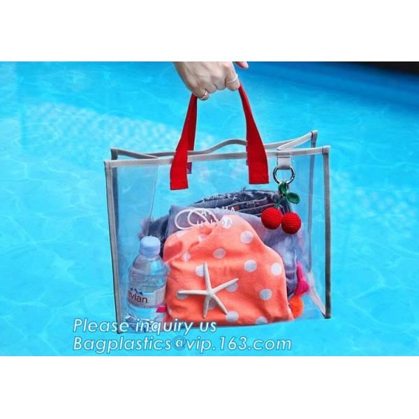Summer Detachable Women Transparent PVC Handbag Shoulder Bag, handle shoulder strap sand vinyl tote clear pvc beach bag