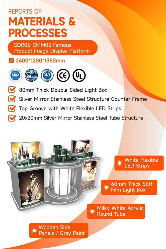 GDR06-CMM05 Retail Display Stand with Modular Design and Brand-Themed Style for Shopping Mall