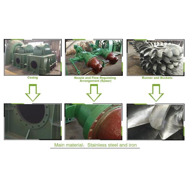 97% Efficiency Hydroelectric Pelton Turbine For Mini HPP 650KW