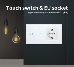 Wholesale Euro Standard Type 157 2 Gang Touch Switch Socket Combination For Circular Mounting Box from china suppliers