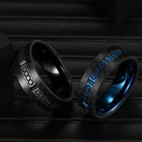 Carbon Fiber Plain Stainless Steel Rings For Men Customized Size