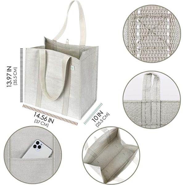 Heavy Duty Canvas Shopping Bag With Pockets Zip Codycross Grocery Eco Friendly