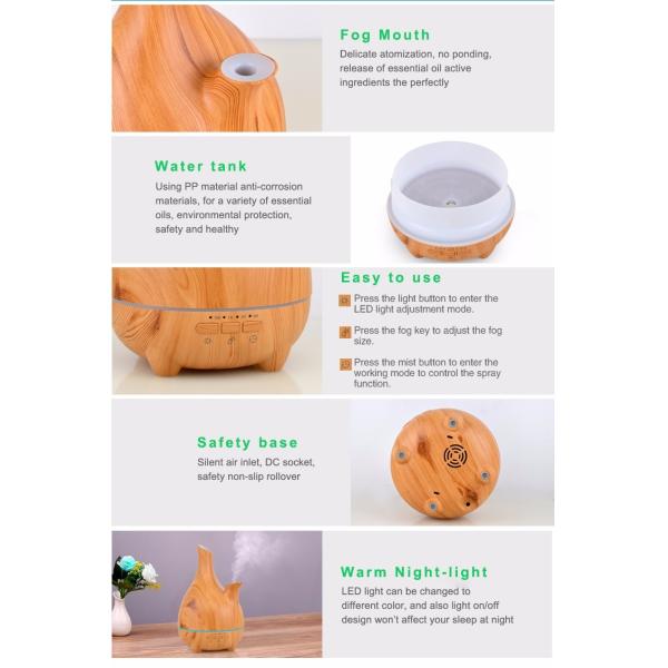 Ultrasonic 500ml Wood Grain Diffuser With Flower Arrangement Tank