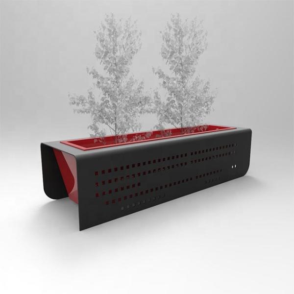 Factory Customized Modern Design Planter Pot Large Rectangular Perforated Steel Flower Pot Public Street Park Planter Bo