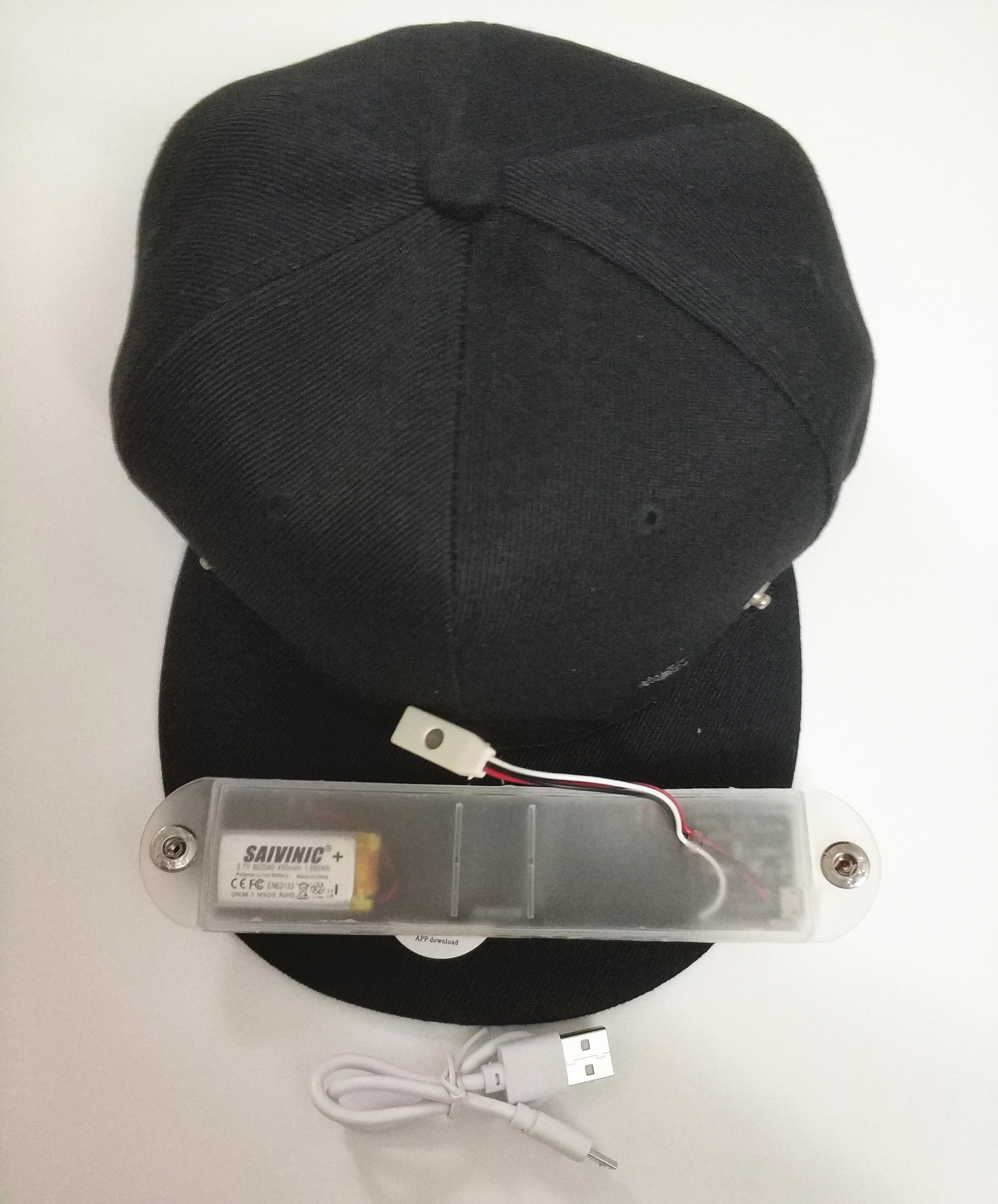send message by phone bluetooth LED message cap rechargeable Fashion LED rolling message hat support gif dispaly led cap
