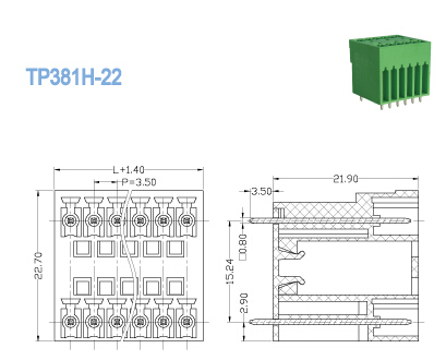 Header 2 decks Pitch 3.50mm Pluggable two levels , melamine terminal blocks
