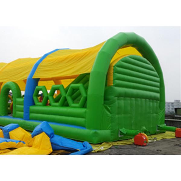 Water Proof And Fire Retardant Inflatable Amusement Park with Roof in Green