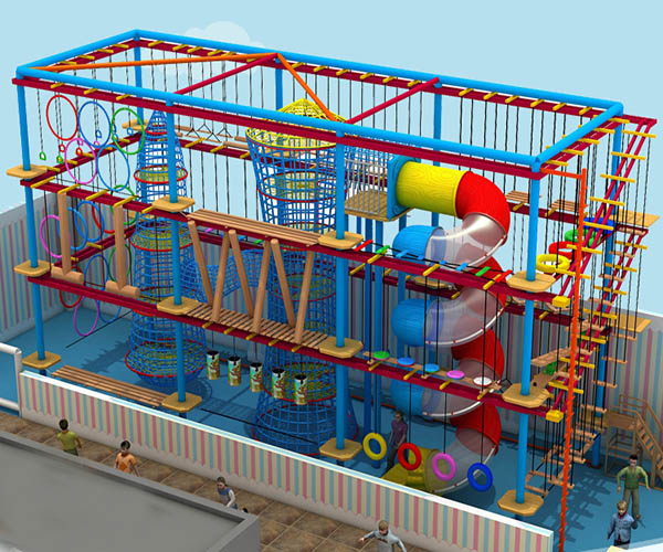 Multilevel Adventure Rope Course Outdoor With Balance Bridge