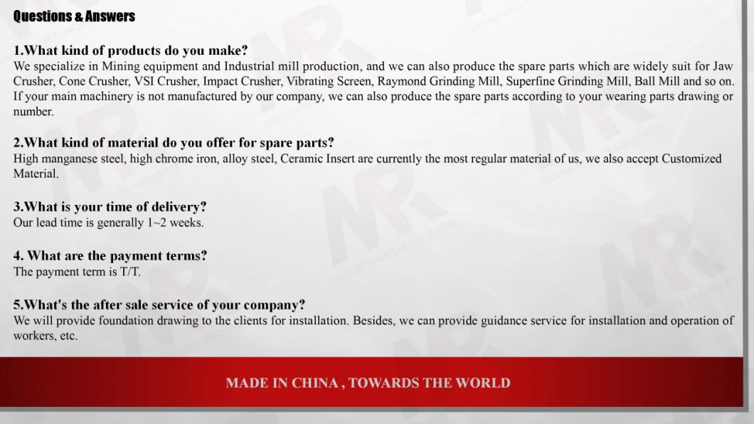 Spare Parts of Stone Crushers Stone Crusher Wearing Parts High Manganese Steel Blow Bar Hammer of Impact Crusher