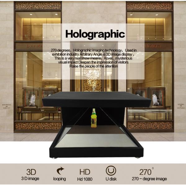 Full Hd 3d holographic display Showcase Advertising With Special Reflect Glass
