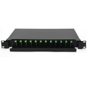 China OEM Black Pull Type Optical Fiber Patch Panel 12 / 24 ports 19 Inches on sale
